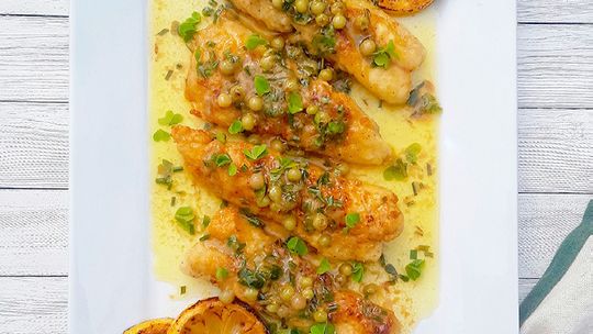 End of the Road Recipes: Brined Blueberry Bass Piccata