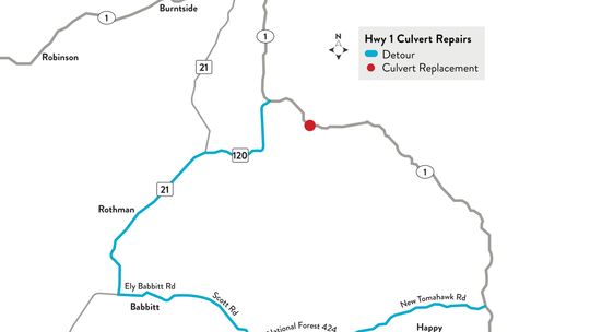 Highway 1 culvert replacement east of Ely starts Sept. 21