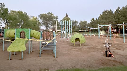 The playground in the city park is coming together with the new equipment being installed this past week