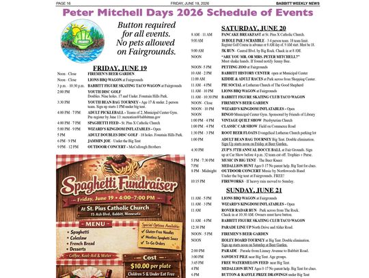 Babbitt Community Calendar