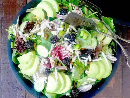 End of the Road Recipes:  Blackberry Avocado Spring Mixed Salad