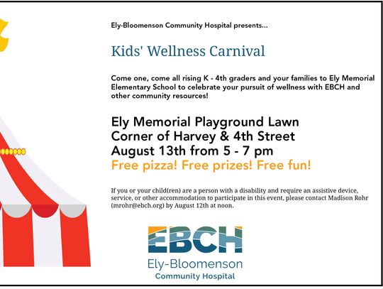 Ely-Bloomenson Community Hospital to host kids’ wellness carnival Aug. 13 for area youth and families