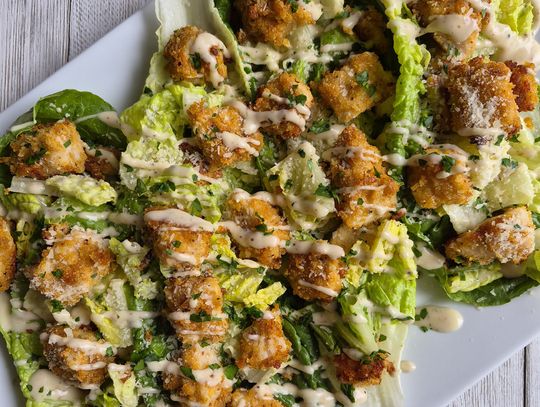 End of the Road Recipes: Caesar Salad Boats with Walleye Croutons