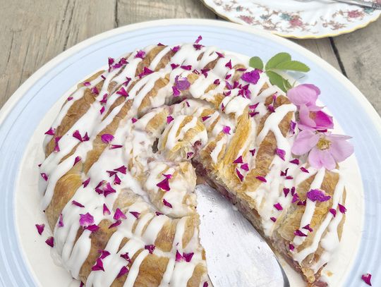 End of the Road Recipes: Strawberry, Rhubarb, and Wild Rose Strudel