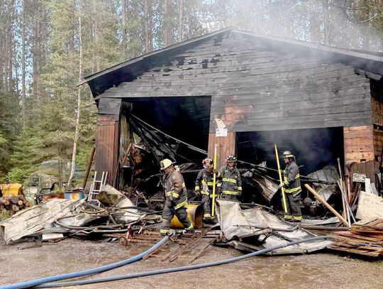 Fire destroys garage in Waasa Township; no injuries reported
