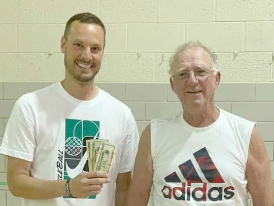 First place in the Peter Mitchell Pickleball Tournament went to Joseph Nikolanci and Mike Karsnia from International Falls