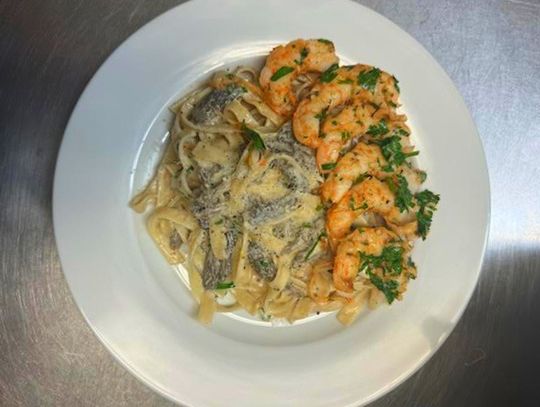 End of the Road Recipes: Morel Pasta with  Grilled Shrimp