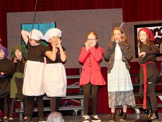 ON STAGE at Washington Auditorium for the fifth and sixth grade play “Imagine A Dragon” that was performed Friday night. Photos by Tom Coombe.