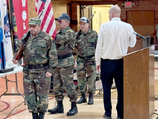 School saluting vets at Tuesday program School saluting vets at Tuesday program