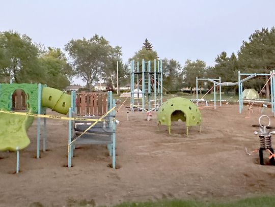The playground in the city park is coming together with the new equipment being installed this past week