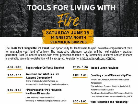 “Tools for Living with Fire” Workshop June 15 at Vermilion