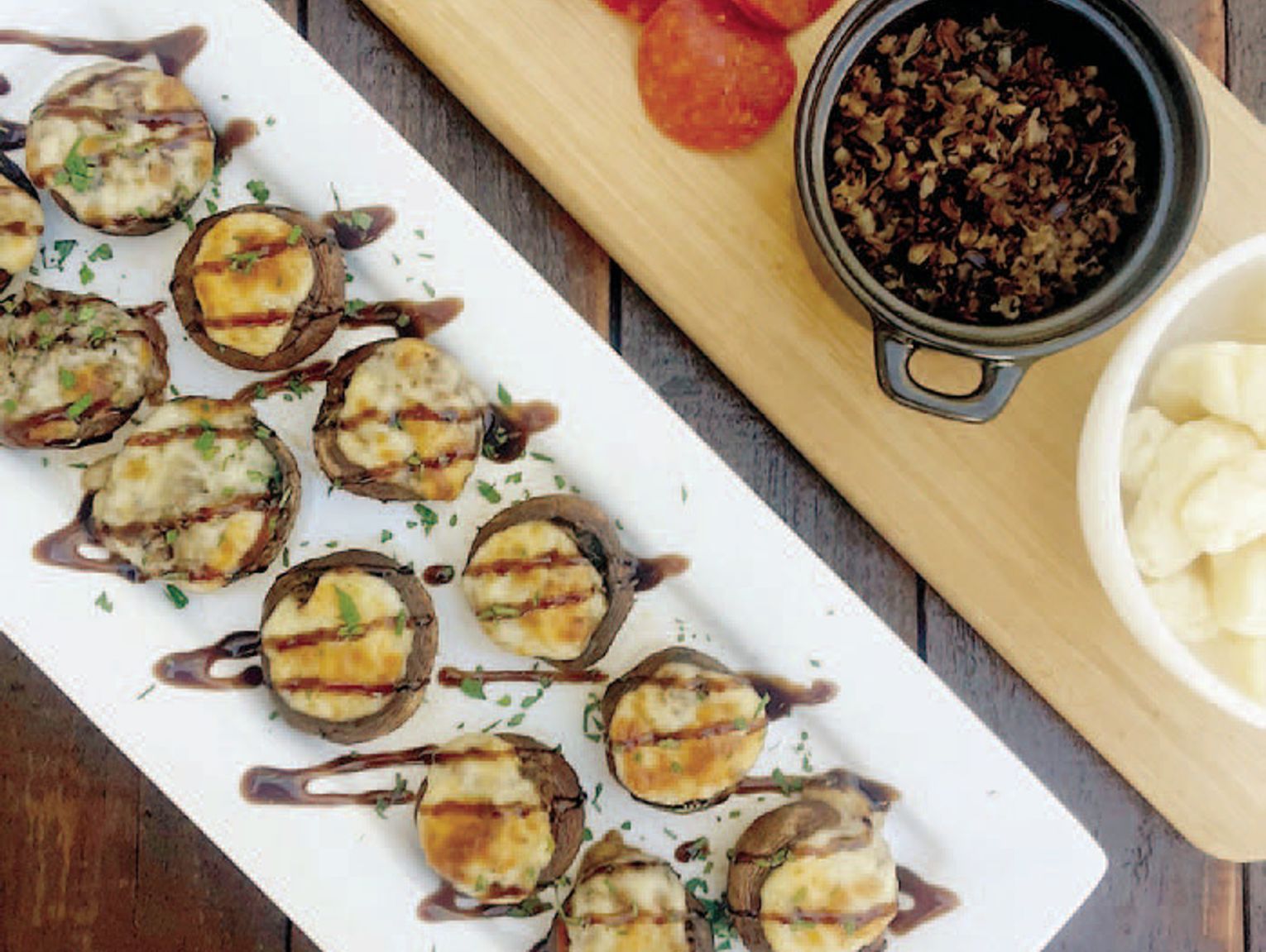 End of the Road Recipes: Wild Rice French Onion Dip and Wild Rice Pizza Stuffed Mushrooms
