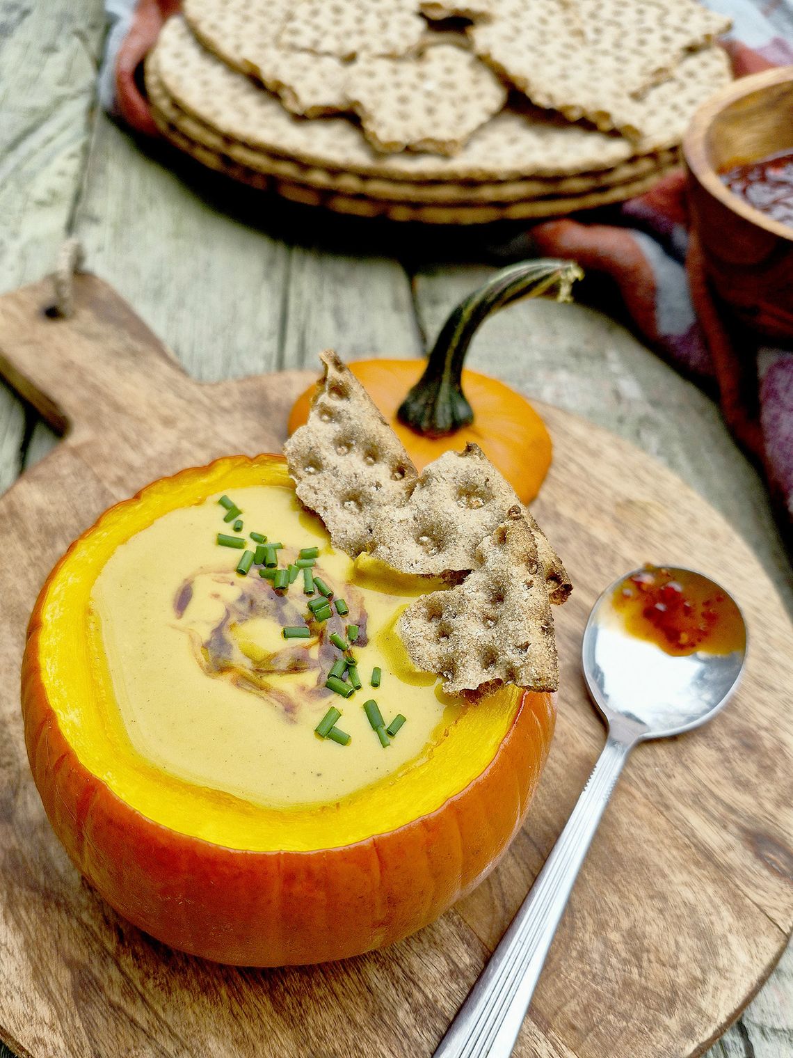 End of the Road Recipes: Roasted Pumpkin Gjetost Soup with Lingonberry Chili Crisp End of the Road Recipes: Roasted Pumpkin Gjetost Soup with Lingonberry Chili Crisp