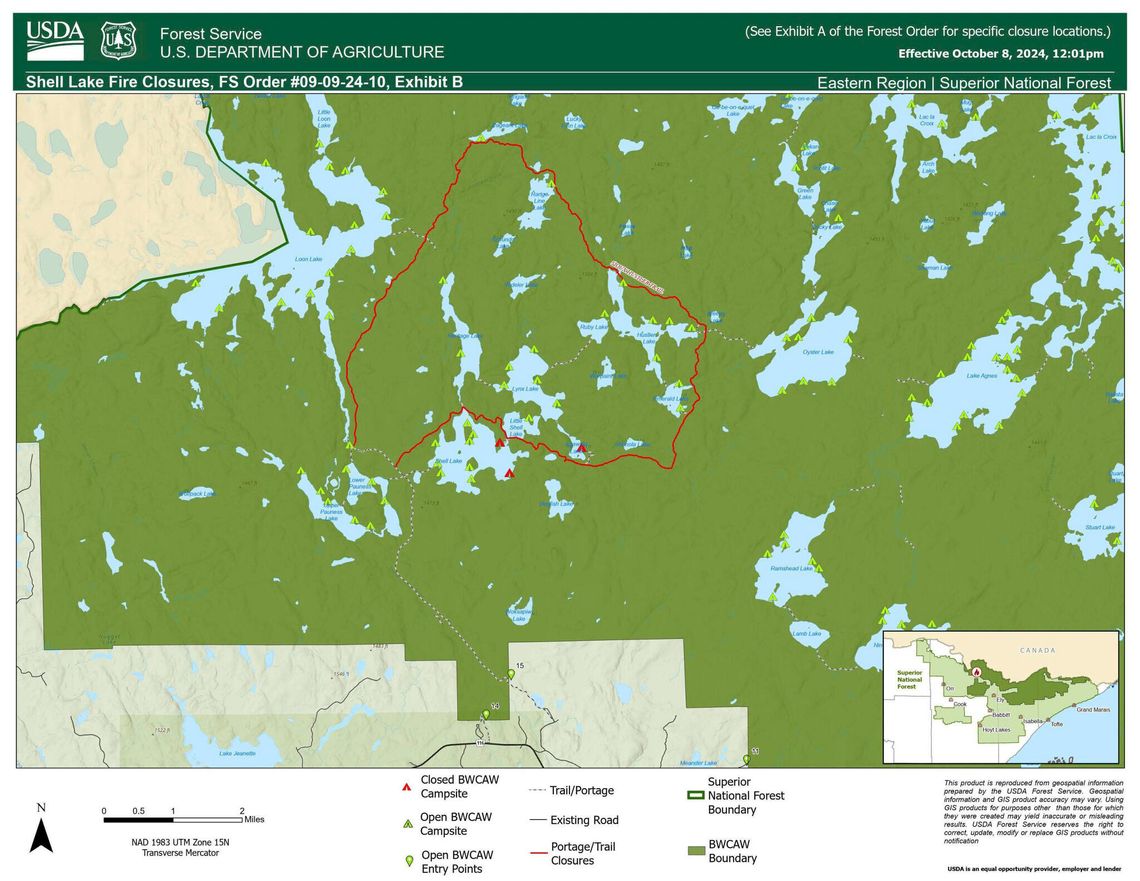 Forest Service closes area on Shell Lake fire