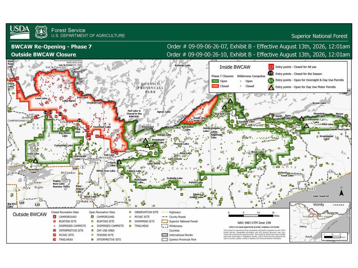Forest Service reopens over 1,500 BWCA campsites Forest Service reopens over 1,500 BWCA campsites