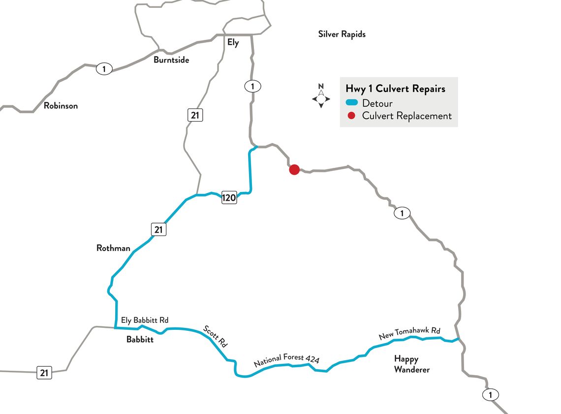 Highway 1 culvert replacement east of Ely starts Sept. 21 Highway 1 culvert replacement east of Ely starts Sept. 21