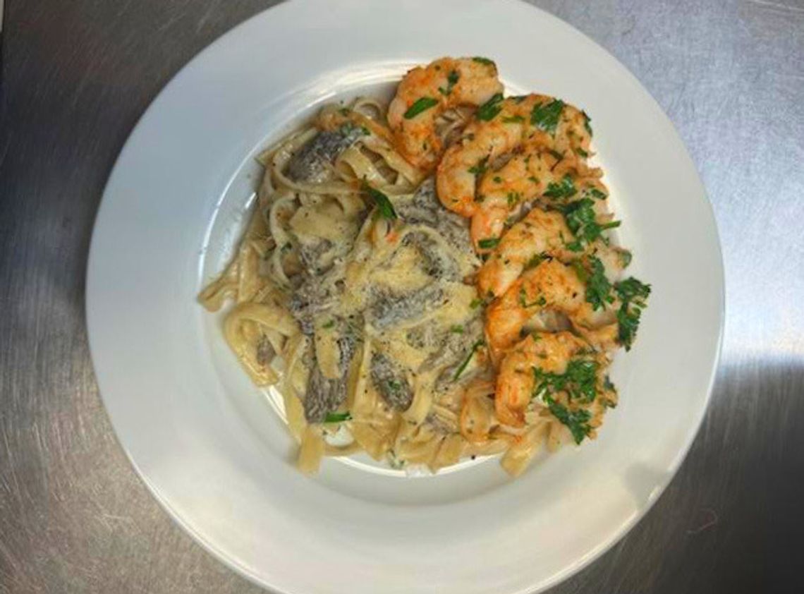 End of the Road Recipes: Morel Pasta with  Grilled Shrimp
