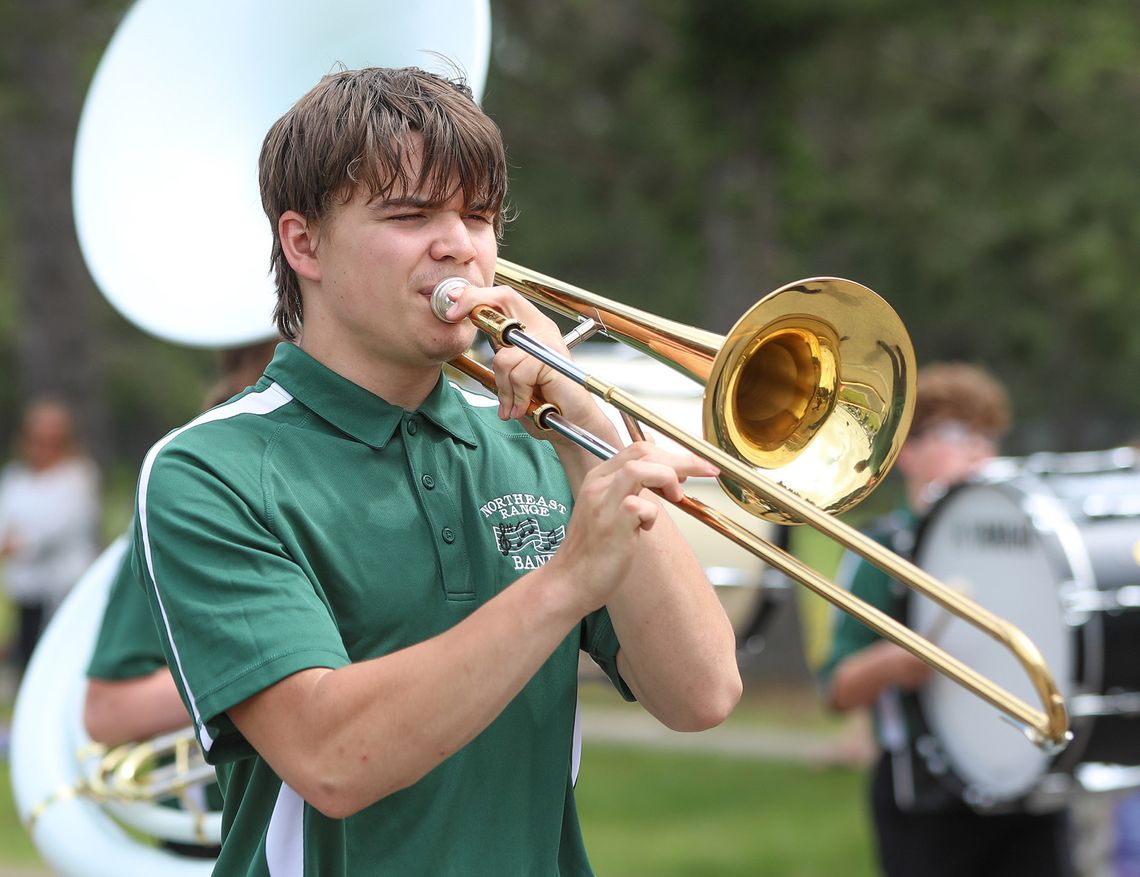 Playing trombone for the Northeast Range marching band was Matthew Bock