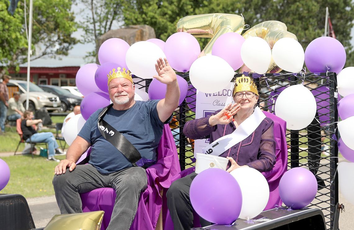 Representing the Class of 1973 in the parade were Gust Akkanen and Debbie