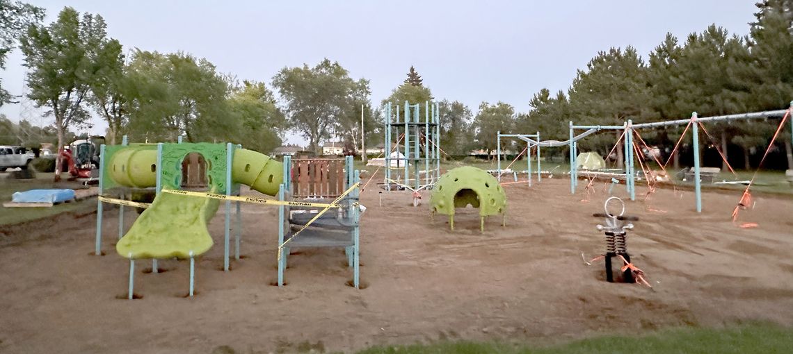 The playground in the city park is coming together with the new equipment being installed this past week
